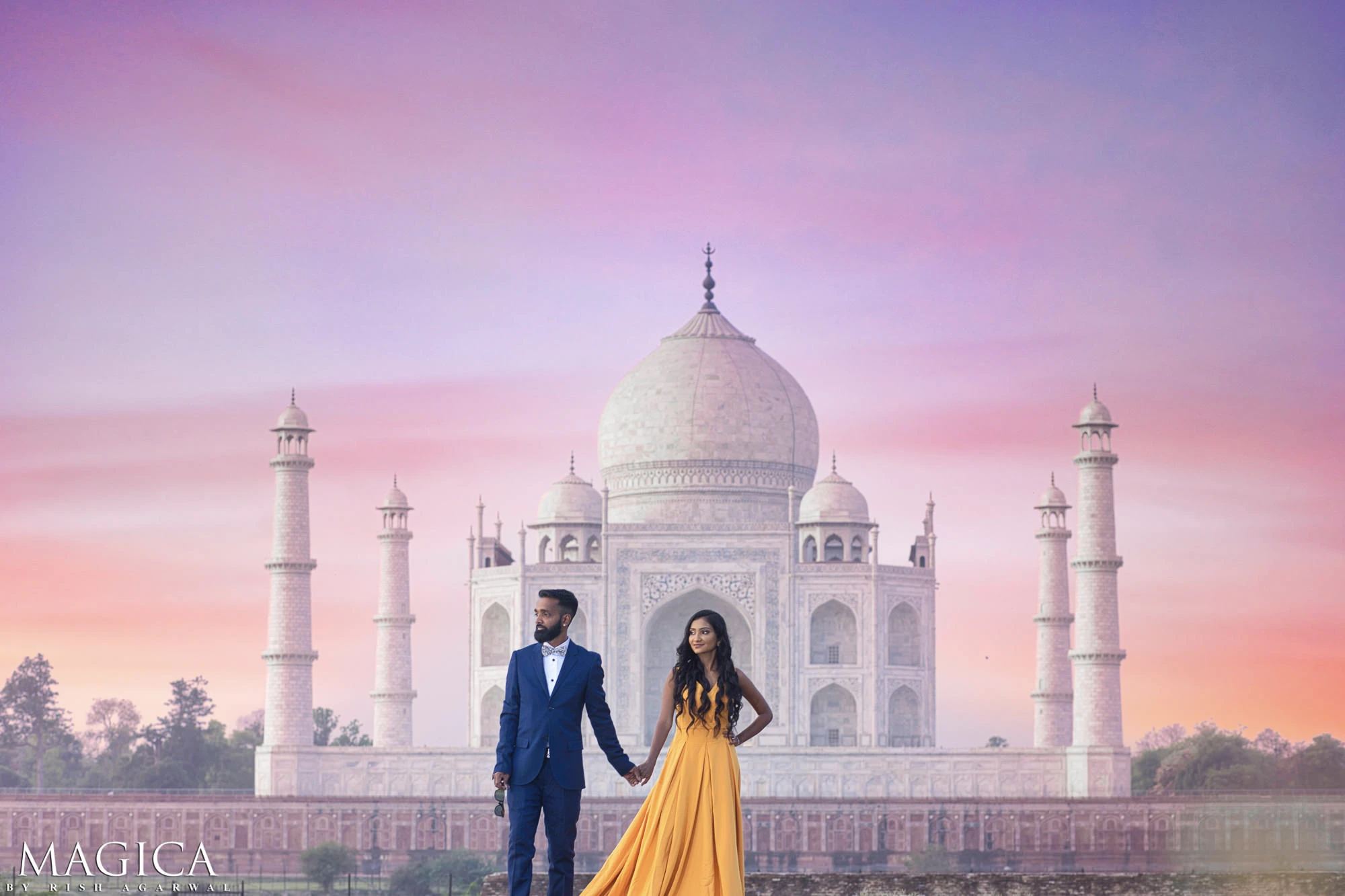 New Delhi India – November 25 2019 : A Couple Pose For Pre Wedding Shoot  Inside Lodhi Garden Delhi, A Popular Tourist Landmark In New Delhi India,  For Their Pre Wedding Shoot,